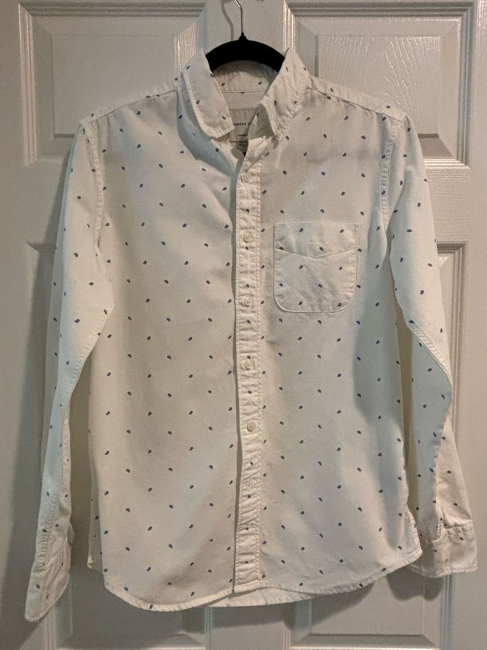 White Men's Button-down Shirt with Pasley Print